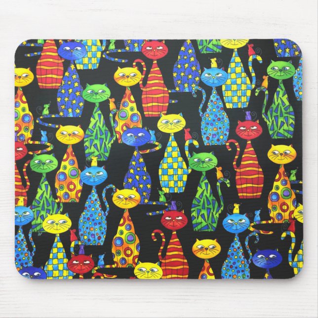 Farbige Katzen und Mäuse Mousepad (Vorne)