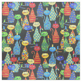 Farbige Katzen und Mäuse Stoff