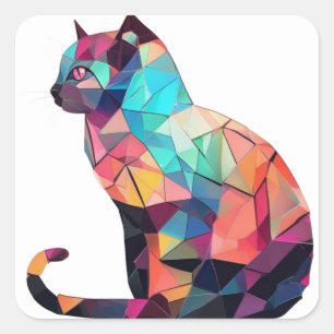 Farbige Katzenaufkleber Quadratischer Aufkleber
