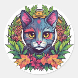 Farbige Katzenaufkleber Runder Aufkleber