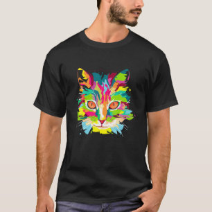 Farbige Katzenkatze, kräftige Farben Katze Kätzche T-Shirt