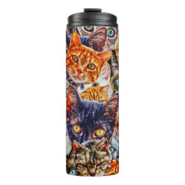 Farbige Katzenkollage Thermosbecher