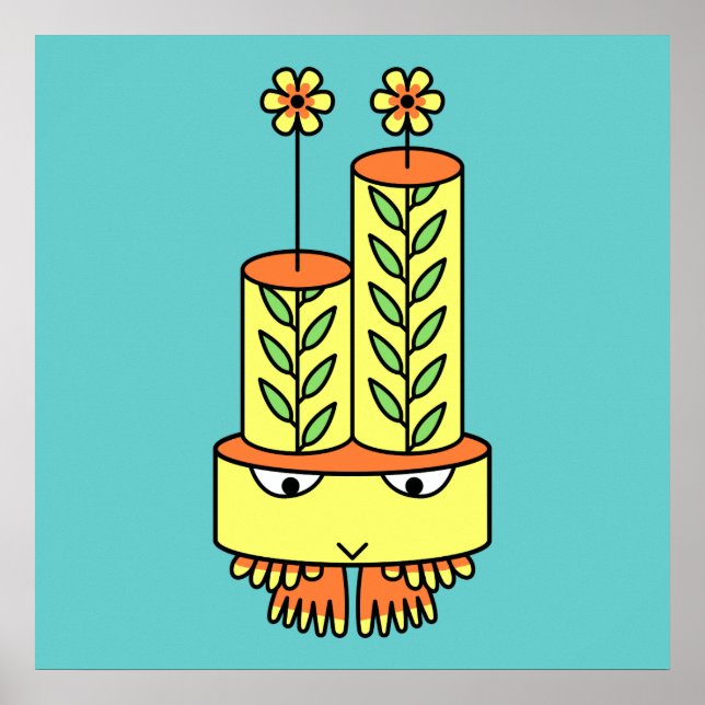 Farbige kawaii-niedliche Zeichentrickstatuen Poster (Vorne)