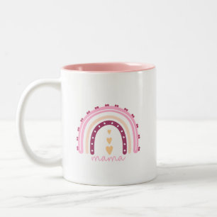 Farbige Keramik Mama Tasse mit Bohemischem Regenbo