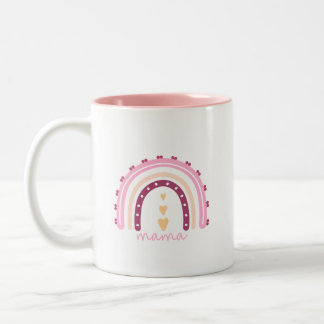 Farbige Keramik Mama Tasse mit Bohemischem Regenbo
