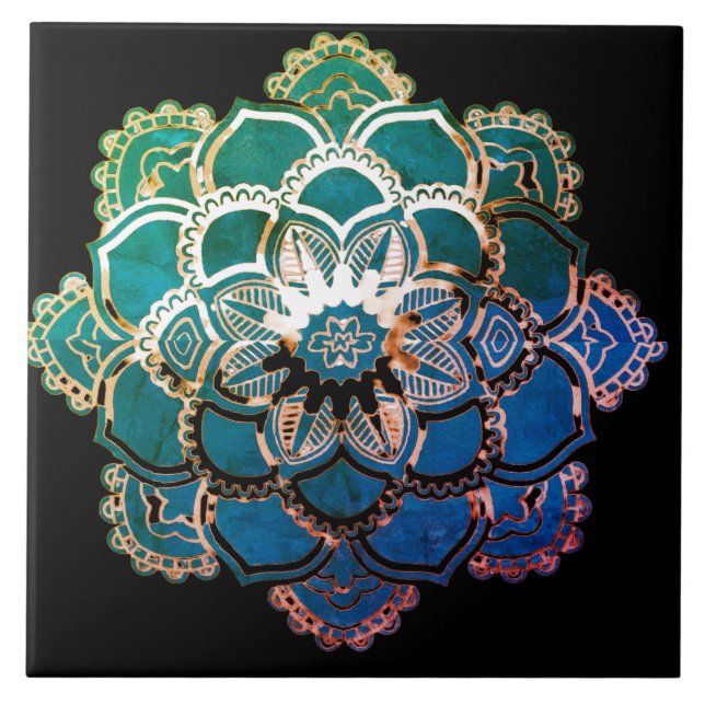 Farbige Keramik mit Blumenmuster Fliese (Vorderseite)