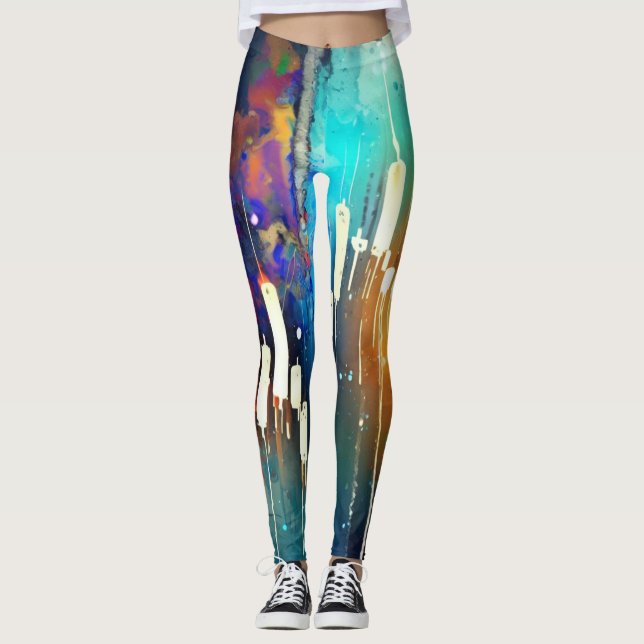 Farbige Kerzenhalter abstrakte Malerei Leggings (Vorderseite)