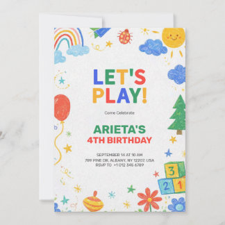 Farbige Kinder-Geburtstagseinladung  Einladung