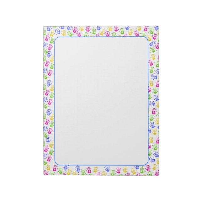 Farbige Kinder Hand drucken Notizblock (Rotiert)