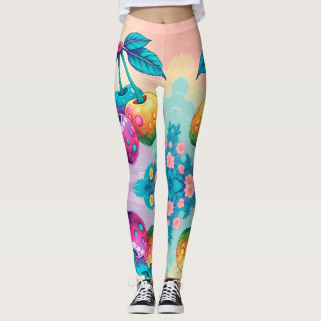 Farbige Kirschen Leggings (Vorderseite)