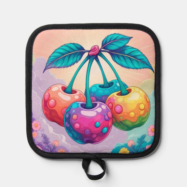 Farbige Kirschen Topflappen (Vorderseite)