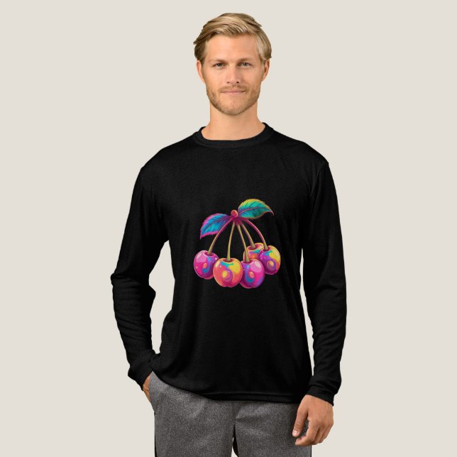 Farbige Kirschen Tri-Blend Shirt (Volle Vorderseite)