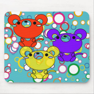 Farbige Kittys auf Kreisläufen Maus Pad Mousepad