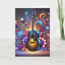 Farbige klassische Gitarre zum Geburtstag Karte