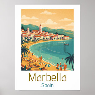 Farbige klassische Marbella Spanien Reise Elegant  Poster