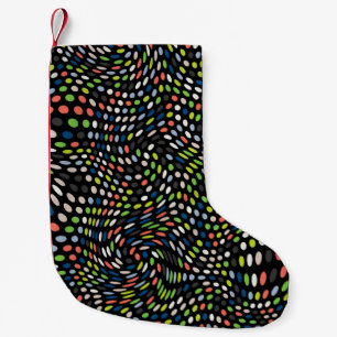 Farbige kleine Punkte Hintergrund. Kreise winken. Kleiner Weihnachtsstrumpf