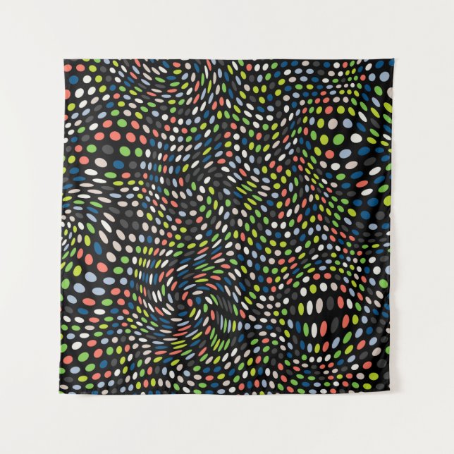 Farbige kleine Punkte Hintergrund. Kreise winken.  Wandteppich (Vorderseite)