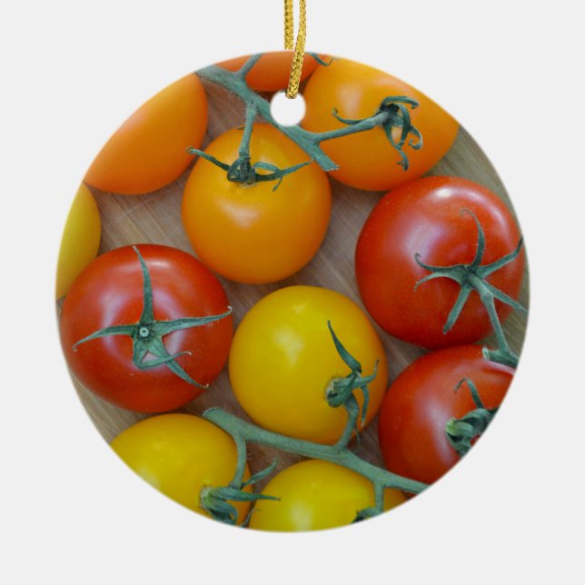 Farbige kleine Tomaten Keramikornament (Vorne)