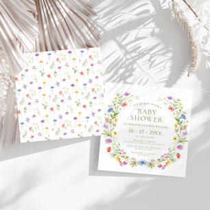 Farbige kleine Wildblume Mädchen Dusche Quadrat Einladung