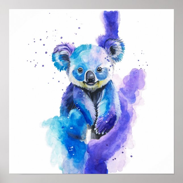 Farbige Koala-Bär-Aquarell-Kunst Poster (Vorne)