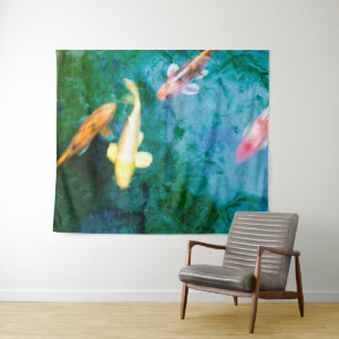 Farbige Koi-Fische Wandteppich