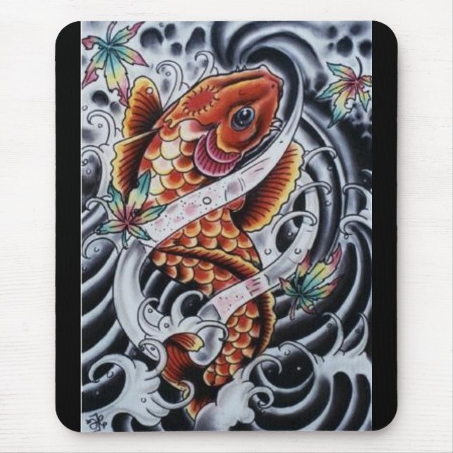 Farbige Koi Tätowierung Mousepad (Vorne)