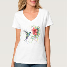 Farbige Kolibri-Wasserfarben-Blumen-Natur-Kunst