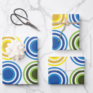 Farbige konzentrische Kreise Geburtstag Geschenkpapier Set