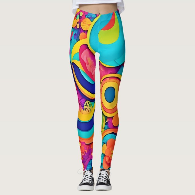 Farbige, konzentrische Muster Leggings (Vorderseite)