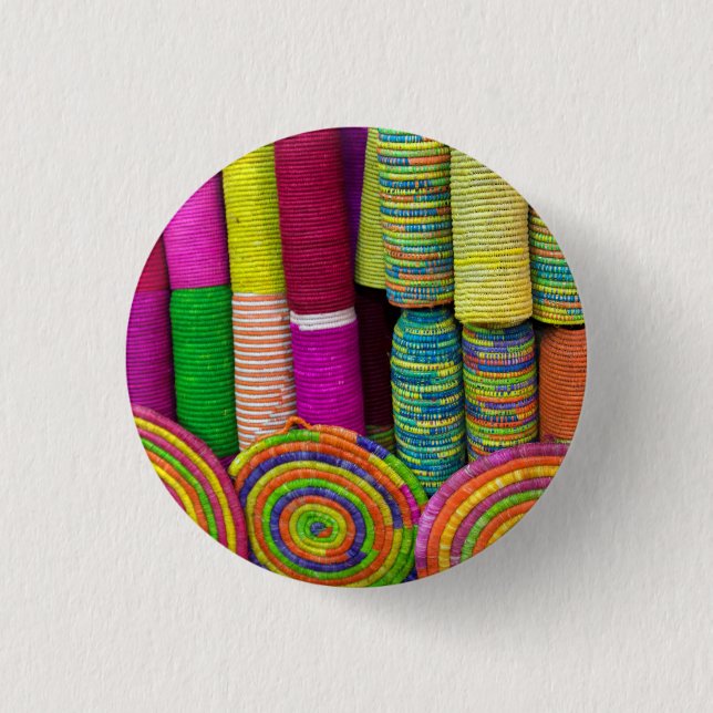 Farbige Körbe auf dem Markt Button (Vorderseite)