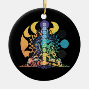 Farbige Kosmische Chakra-Meditation Spirituelle En Keramik Ornament