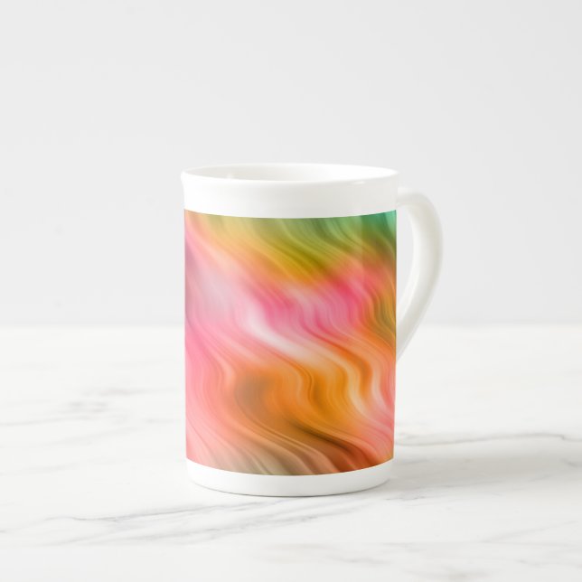 Farbige Krane Blume Wavy Textur Prozellantasse (Vorderseite Rechts)
