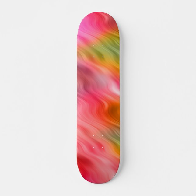 Farbige Krane Blume Wavy Textur Skateboard (Vorne)