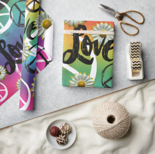 Farbige Krawatte Dye PEACE Symbol LIEBE Daisy Hipp Geschenkpapier