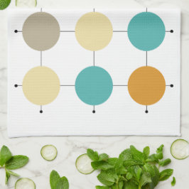 Farbige Kreise auf schwarzen Linien Mitte des Jahr Geschirrtuch