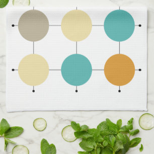 Farbige Kreise auf schwarzen Linien Mitte des Jahr Geschirrtuch