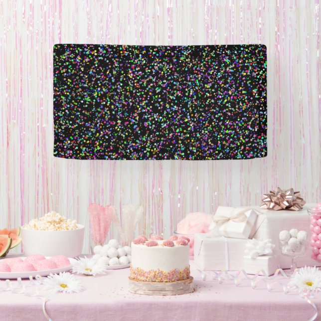 Farbige Kreise blasen auf schwarzen, einzigartigen Banner (Party)