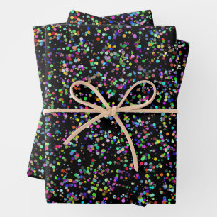 Farbige Kreise blasen auf schwarzen, einzigartigen Geschenkpapier Set