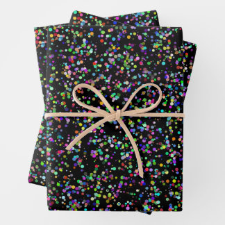 Farbige Kreise blasen auf schwarzen, einzigartigen Geschenkpapier Set