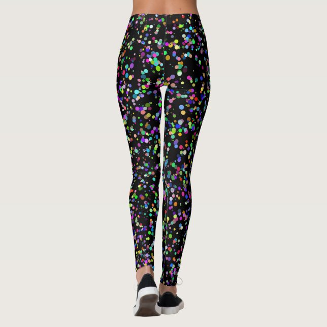 Farbige Kreise blasen auf schwarzen, einzigartigen Leggings (Rückseite)