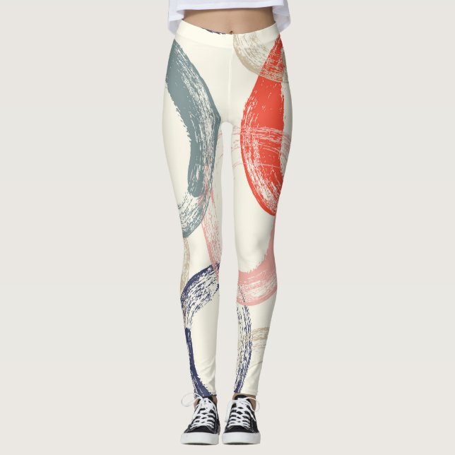Farbige Kreise Pinsel Texturmuster Leggings (Vorderseite)