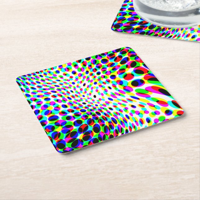 Farbige Kreise Rechteckiger Pappuntersetzer (angewinkelt)