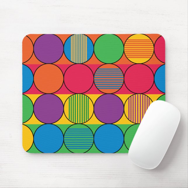 Farbige Kreise und Streifen Mousepad (Mit Mouse)