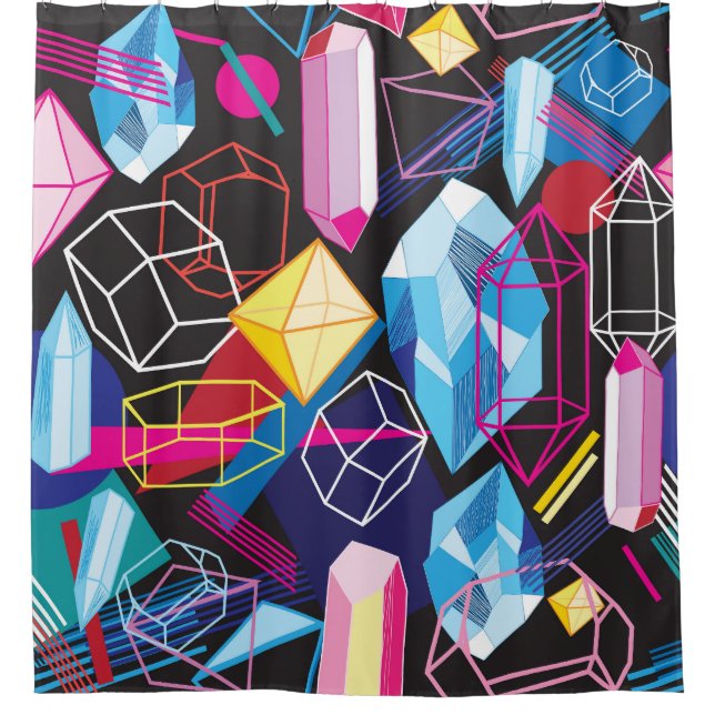 Farbige Kristalle, abstrakter Hintergrund Duschvorhang (Vorderseite)