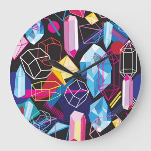 Farbige Kristalle, abstrakter Hintergrund Große Wanduhr
