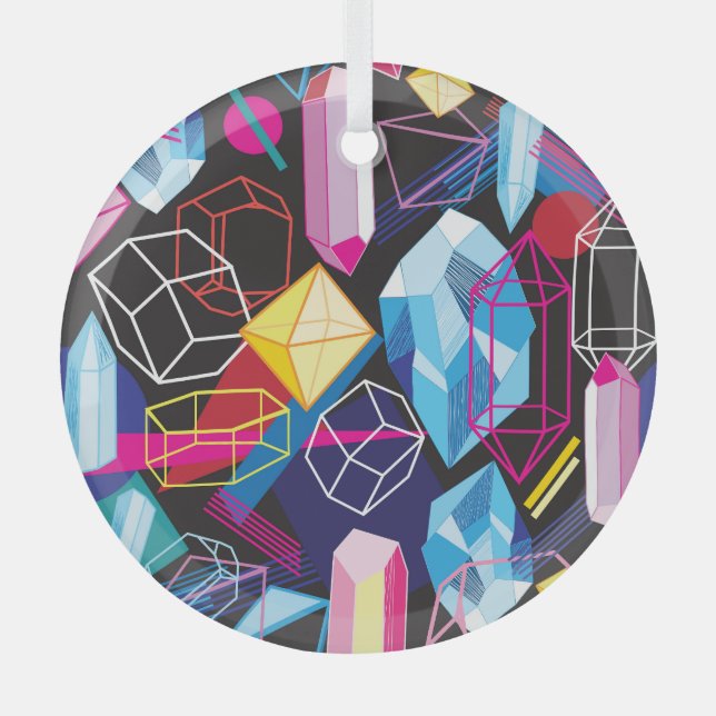 Farbige Kristalle, abstrakter Hintergrund Ornament Aus Glas (Vorderseite)