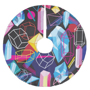 Farbige Kristalle, abstrakter Hintergrund Polyester Weihnachtsbaumdecke