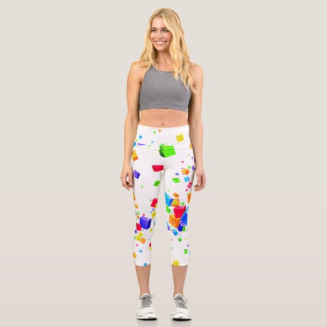 Farbige Kuben 1 Capri Leggings (Vorderseite)