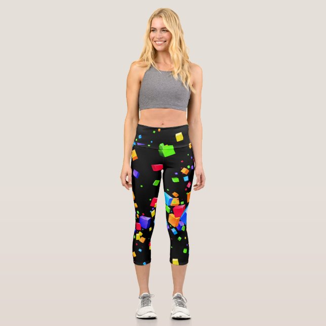 Farbige Kuben 2 Capri Leggings (Vorderseite)