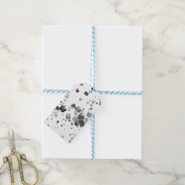Farbige Kuben 3 Geschenkanhänger (Mit Garn)
